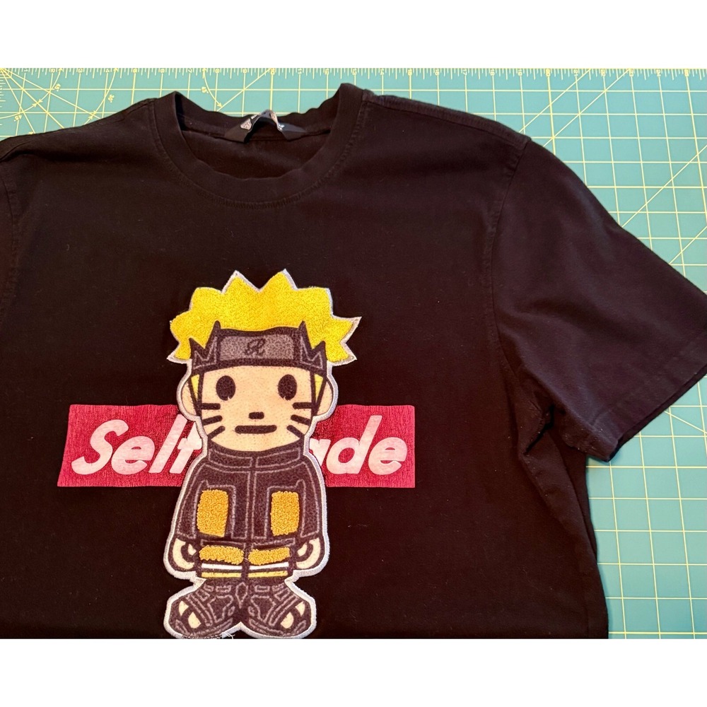 Rebel minds mens XL Black Embroidered Naruto‎ Uzumaki from Anime Naruto Shirt